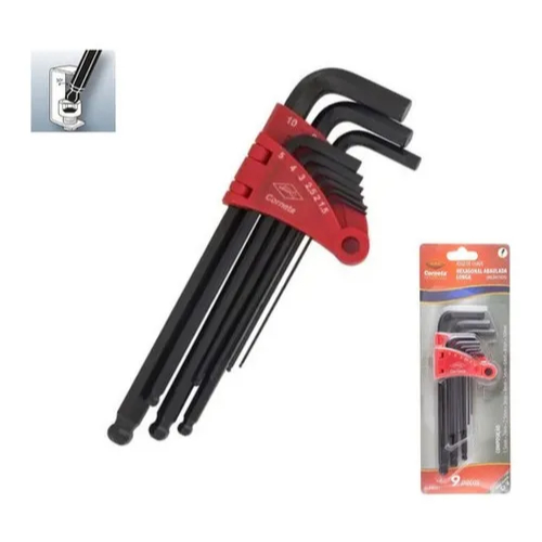 Jogo Chave Allen Longa 1,5mm A 10mm (9pçs) Abaulada Corneta