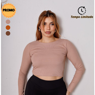 Blusa Manga Longa Feminina - Cropped Manga Longa - Blusa Feminina: Ribana, Elegância para Outono