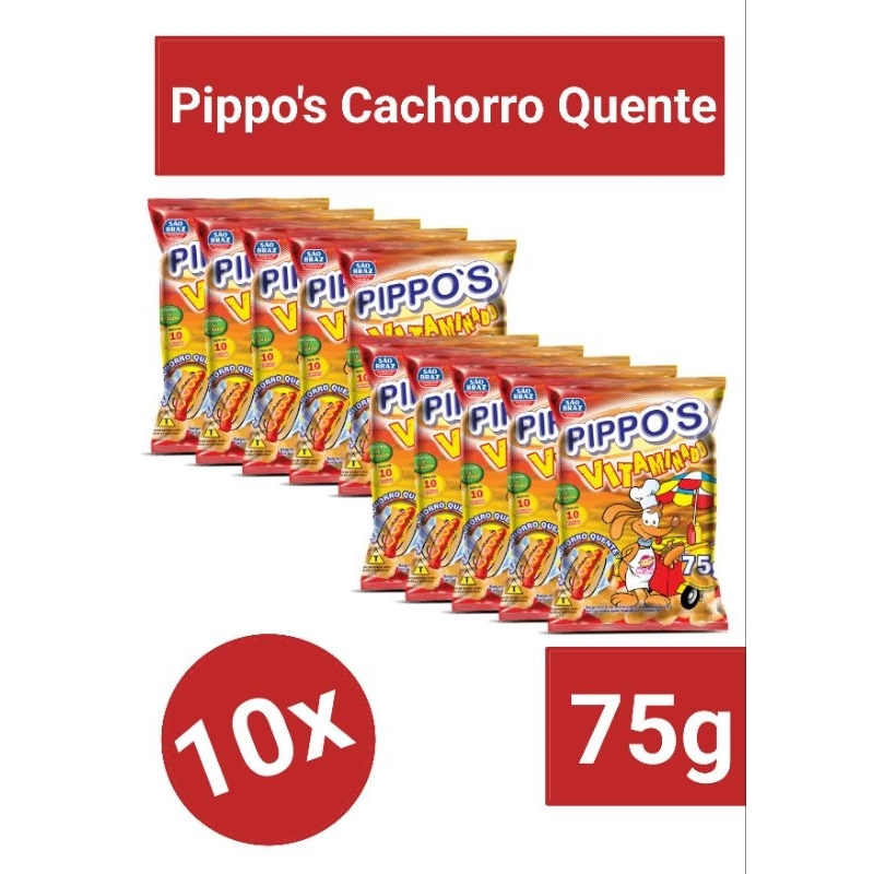 KIT com 2x, 5x ou 10x salgadinhos Pippo's Vitaminado 75g da São Braz. em Oferta na Shopee