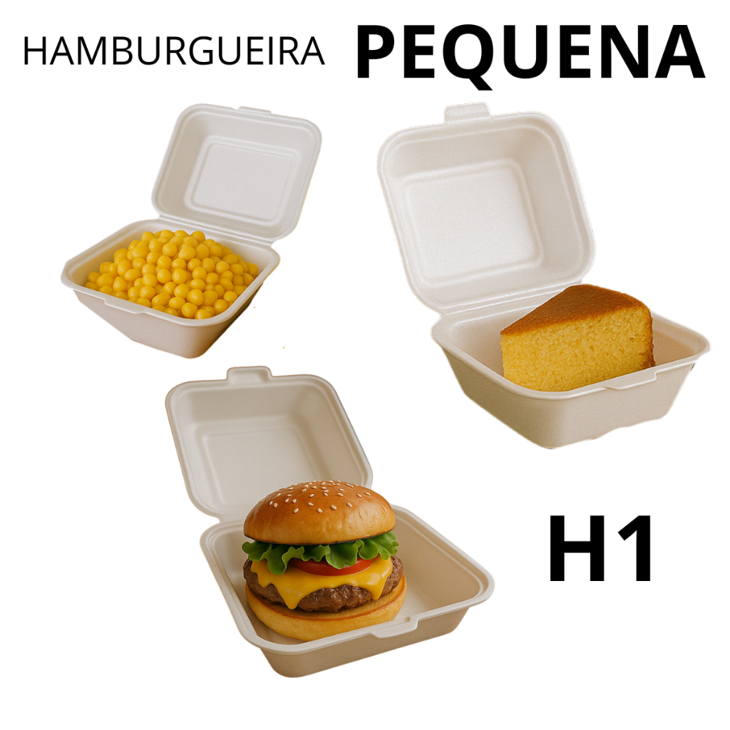 200 Unid. H1 PEQUENA  Hamburgueira/sanduicheira Isopor Térmica Milho Bolo Salgado
