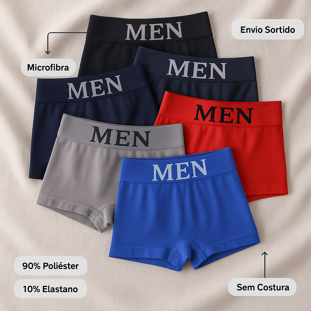 Kit 6 Cuecas Boxer Masculina - Cores Variadas