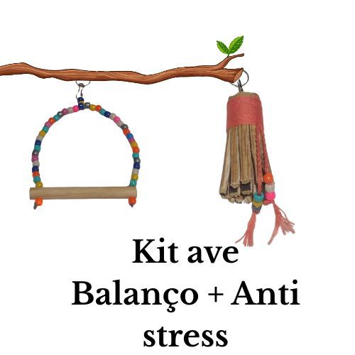 kit ave 1 balanço colorido + 1 ant stress , para gaiola, brinquedo, para  calopsita , periquito, rinq nec .