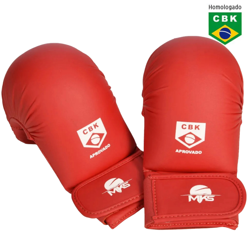 LUVA DE KARATÊ COMPETITION PROFISSIONAL HOMOLOGADA CBK MKS COMBAT - VERMELHA