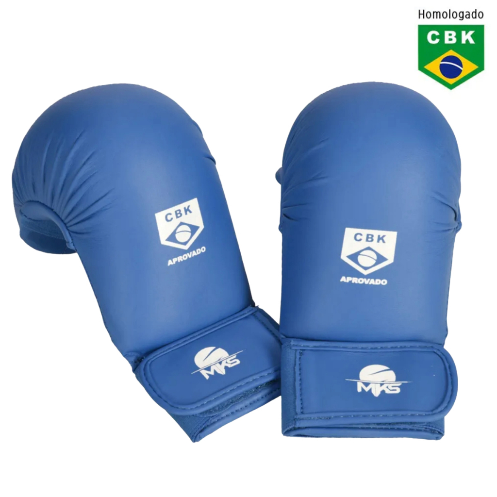 LUVA DE KARATÊ COMPETITION PROFISSIONAL HOMOLOGADA CBK MKS COMBAT - AZUL