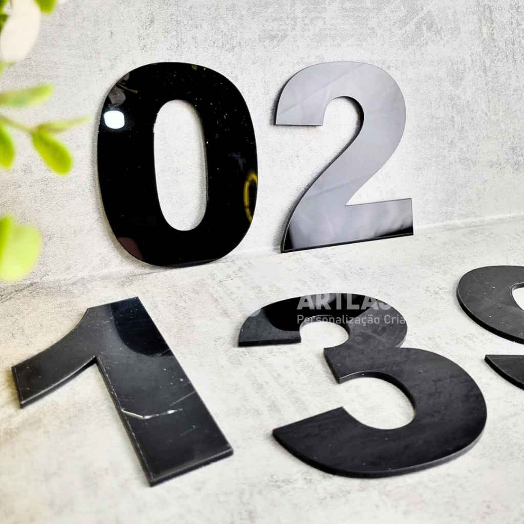 Kit 2 Números Residências Acrilico Preto Identificação Envio Imediato