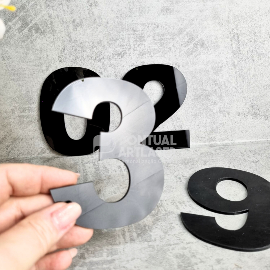 Kit 3 Números Residências Acrilico Preto 2mm Identificação Residencial Envio Imediato