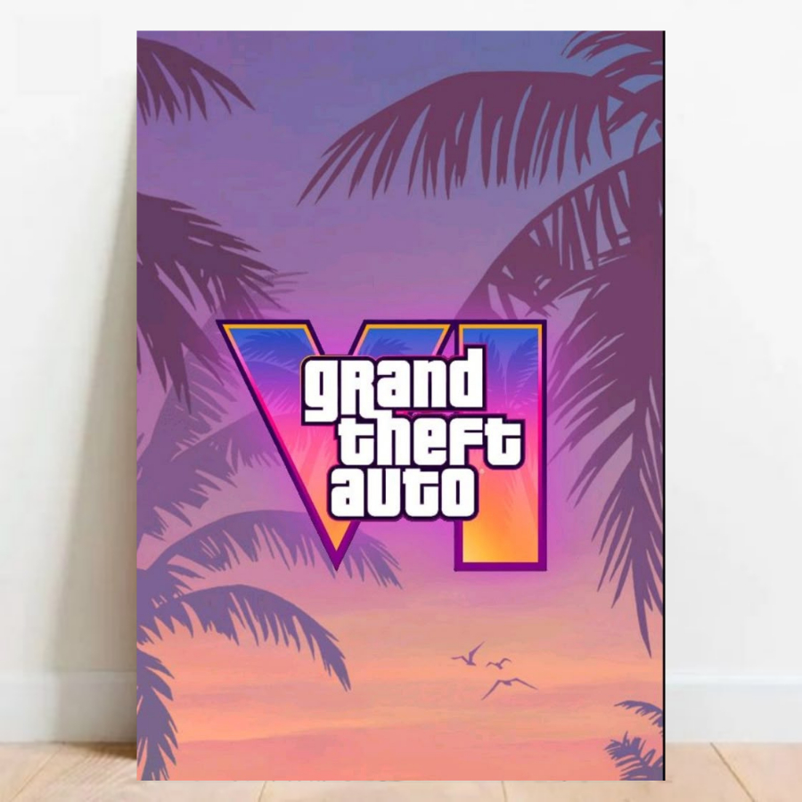 Quadro Placa decorativa geek Gta VI 6 video game poster 40X30cm A3 games jogos nerd 05
