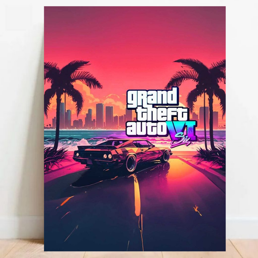 Quadro Placa decorativa geek Gta VI 6 video game poster 40X30cm A3 games jogos nerd 09