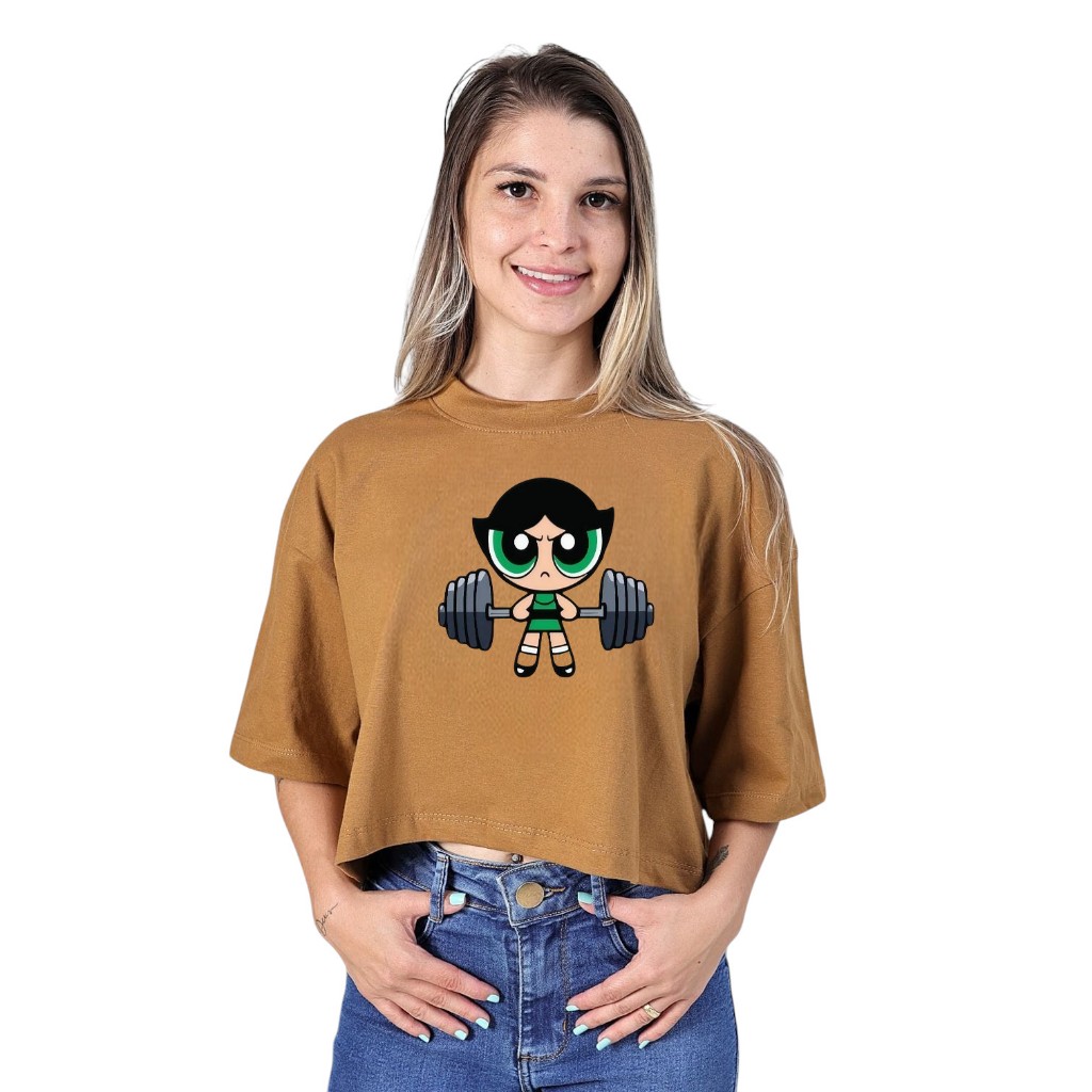Cropped Oversized estampa Docinho-  Meninas Super Poderosas - Blusas básicas com tecido 100% algodão