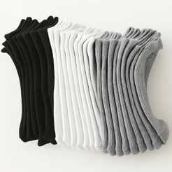 Kit 12 Pares de Meias Algodão Cano Médio Unissex - Cores Variados Kit 12 ou 3 Pares
