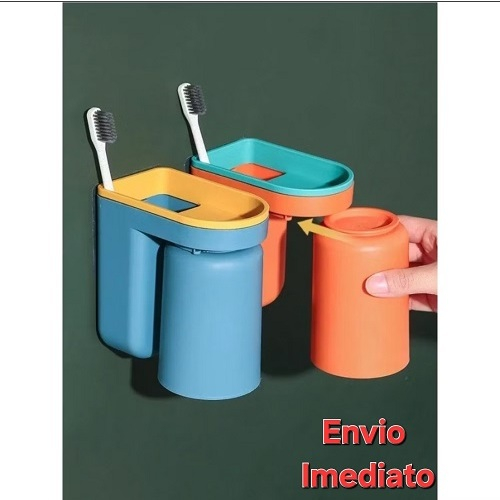 Suporte de Parede  Porta-Escovas com Copos