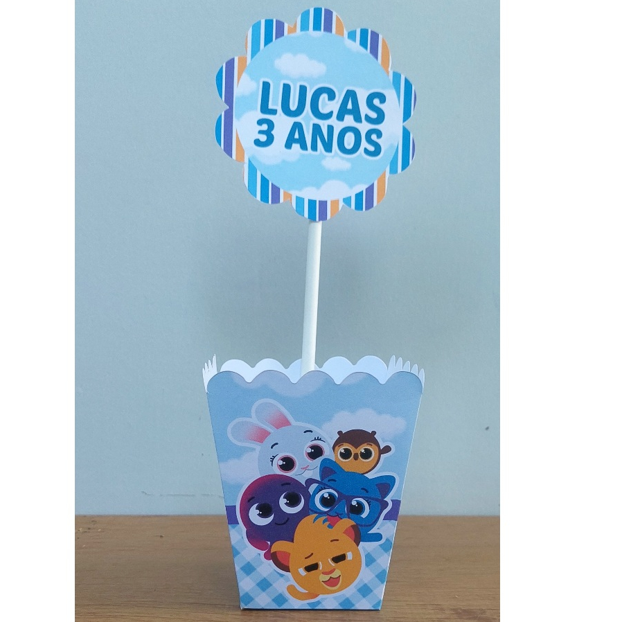 kit 10 Centro de Mesa Personalizado Caixa Cachepot Bolofofos Cachepô Enfeite Arranjo