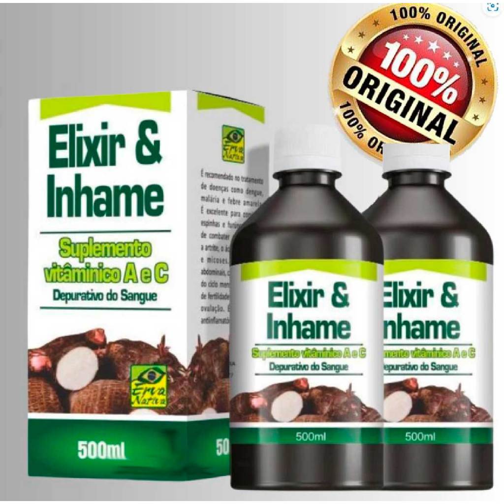 Elixir & Inhame 500ml Supl Vit A E C - Depurativo Do Sangue Sabor Elixir De Inhame