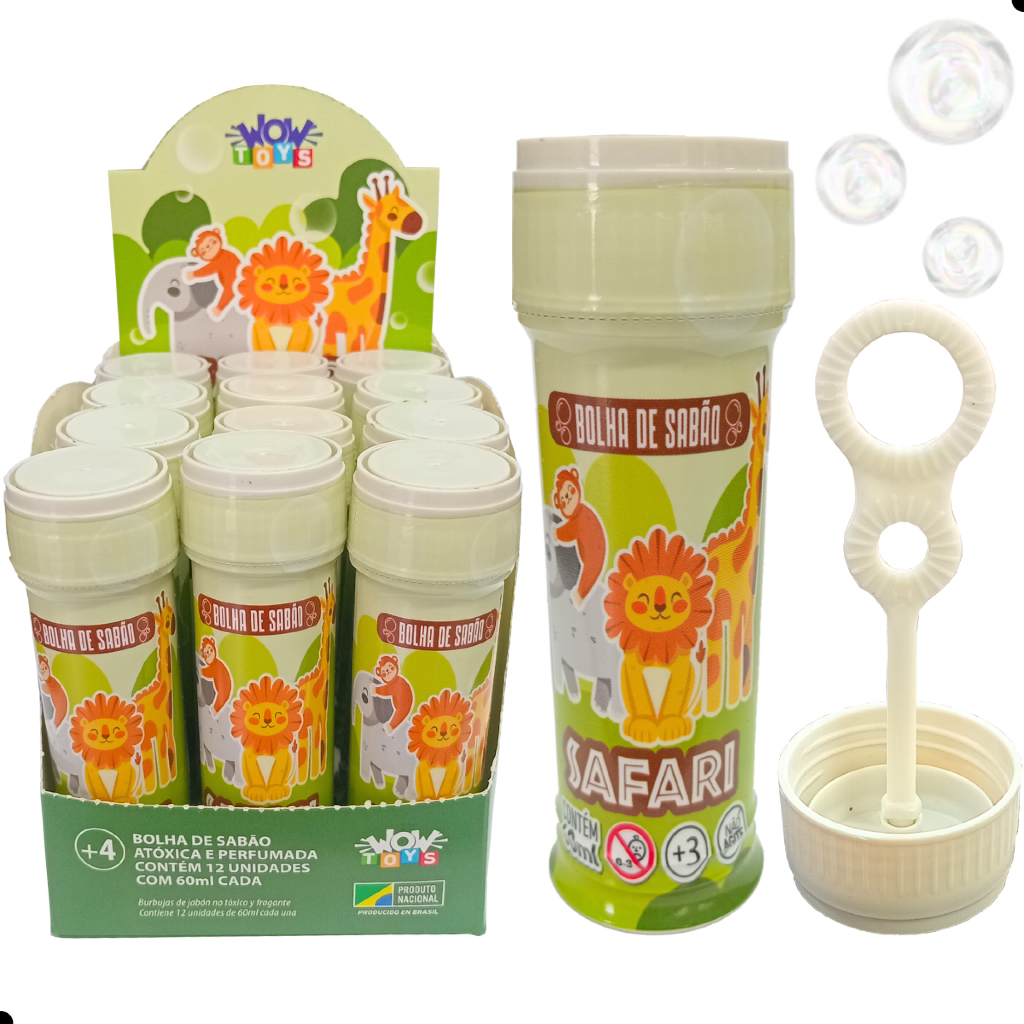 Kit 12 Bolha De Sabão Safari Lembrancinhas de aniversário infantil bolinha sabão prenda festa junina