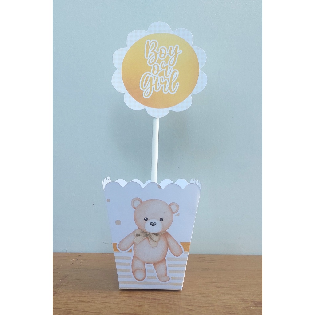 kit de 10 Centro de Mesa Personalizado Caixa Cachepot  Chá de Bebê Cachepô Enfeite Arranjo