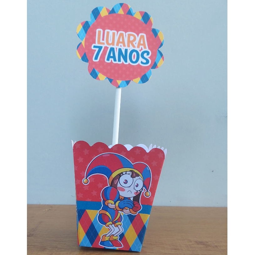 kit de10 Centro de Mesa Personalizado Caixa Cachepot  Circo Digital Cachepô Enfeite Arranjo