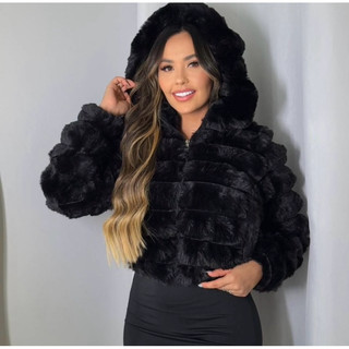 TEDDY VELUDO Jaqueta Puffer Tedy Feminina Peluciada, Casaco Veludo Feminina Com Capuz Removível