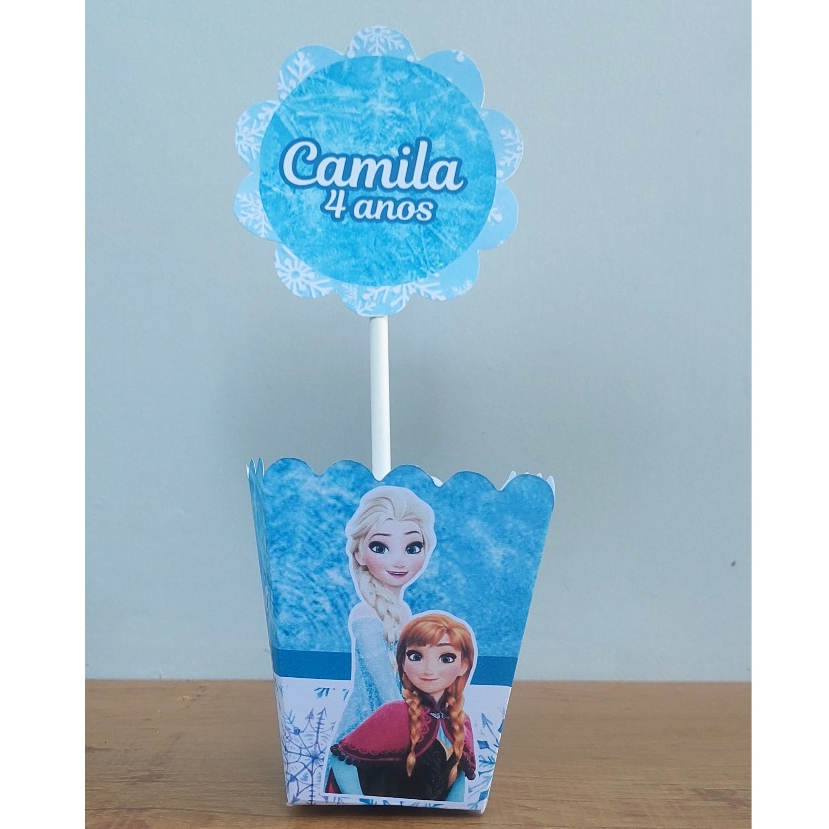 kit de 10 Centro de Mesa Personalizado Caixa Cachepot  Frozen Cachepô Enfeite Arranjo