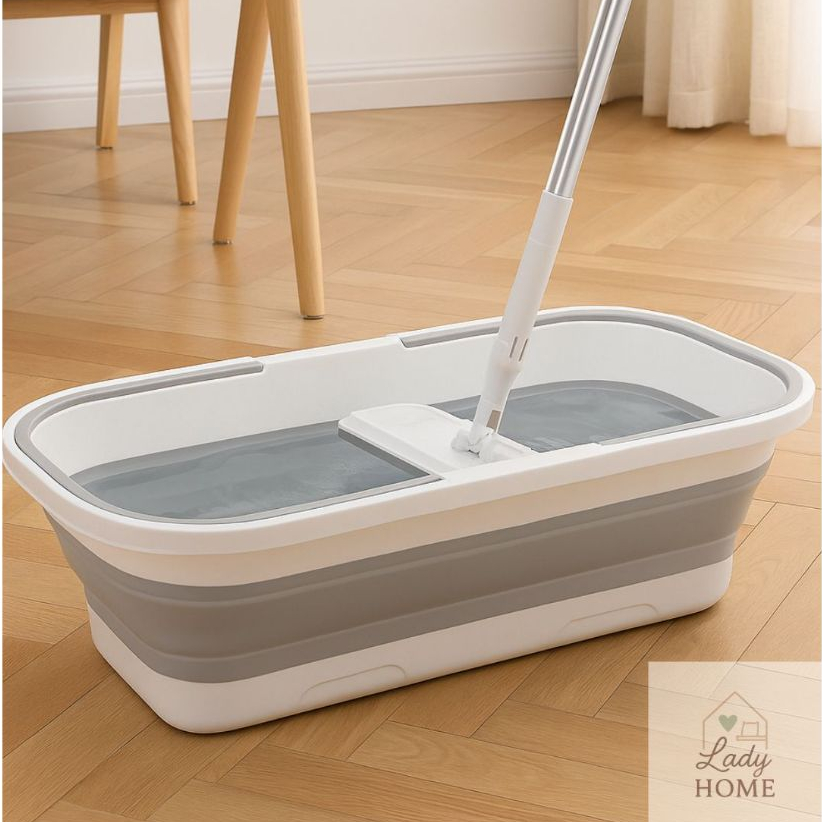 Balde Dobrável Retrátil Retangular Com Rodinhas | Silicone | Multiuso| 24 L