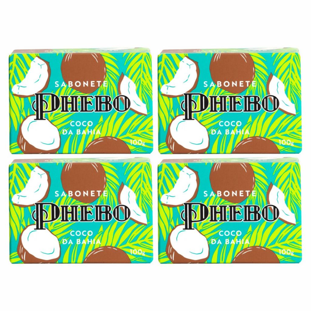 Kit 4X Sabonete Em Barra Phebo Coco Da Bahia 100g em Oferta na Shopee