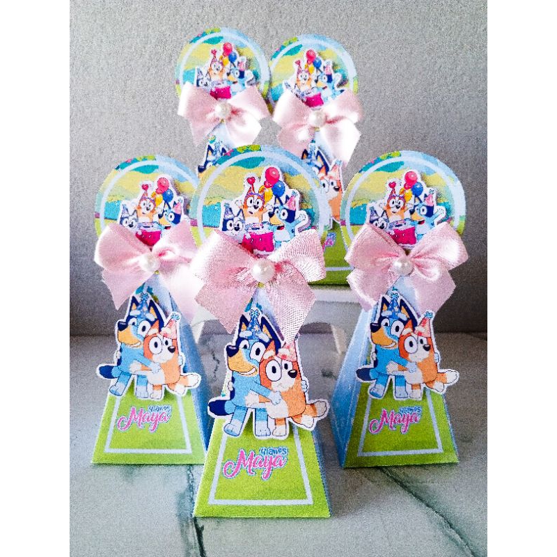 Kit 10 Caixinhas Pirâmides, Festa Bluey, Lembrancinhas Aniversário Personalizadas.