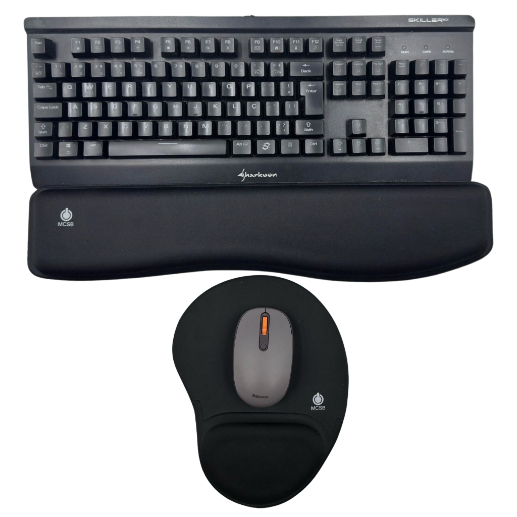 Kit Mousepad E Apoio De Punho Para Teclado Ergonômico Pulso Punho 47cm Home Office Escritorio