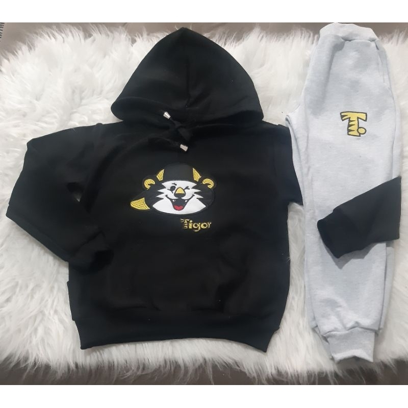 conjunto de moletom infantil bordado Tigor