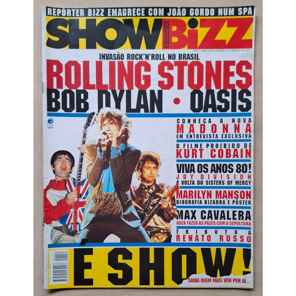 REVISTA SHOWBIZZ 152 ROLLING STONES BOB DYLAN OASIS MADONNA