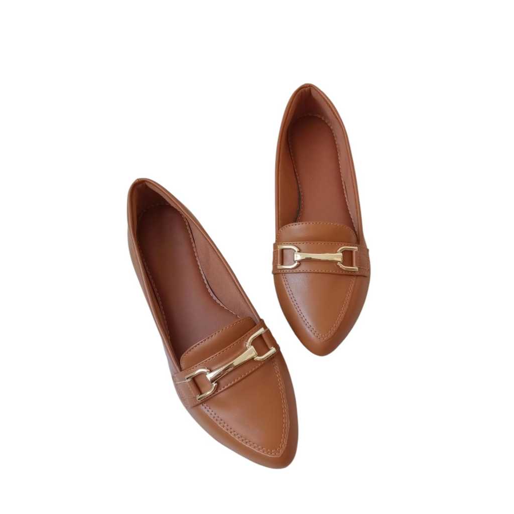 Sapatilha mocassim feminino bico fino marrom confortável