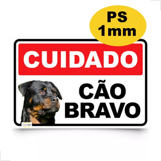 Placa de Aviso CUIDADO CÃO BRAVO 20x30 cm - PS Durável em Oferta na Shopee