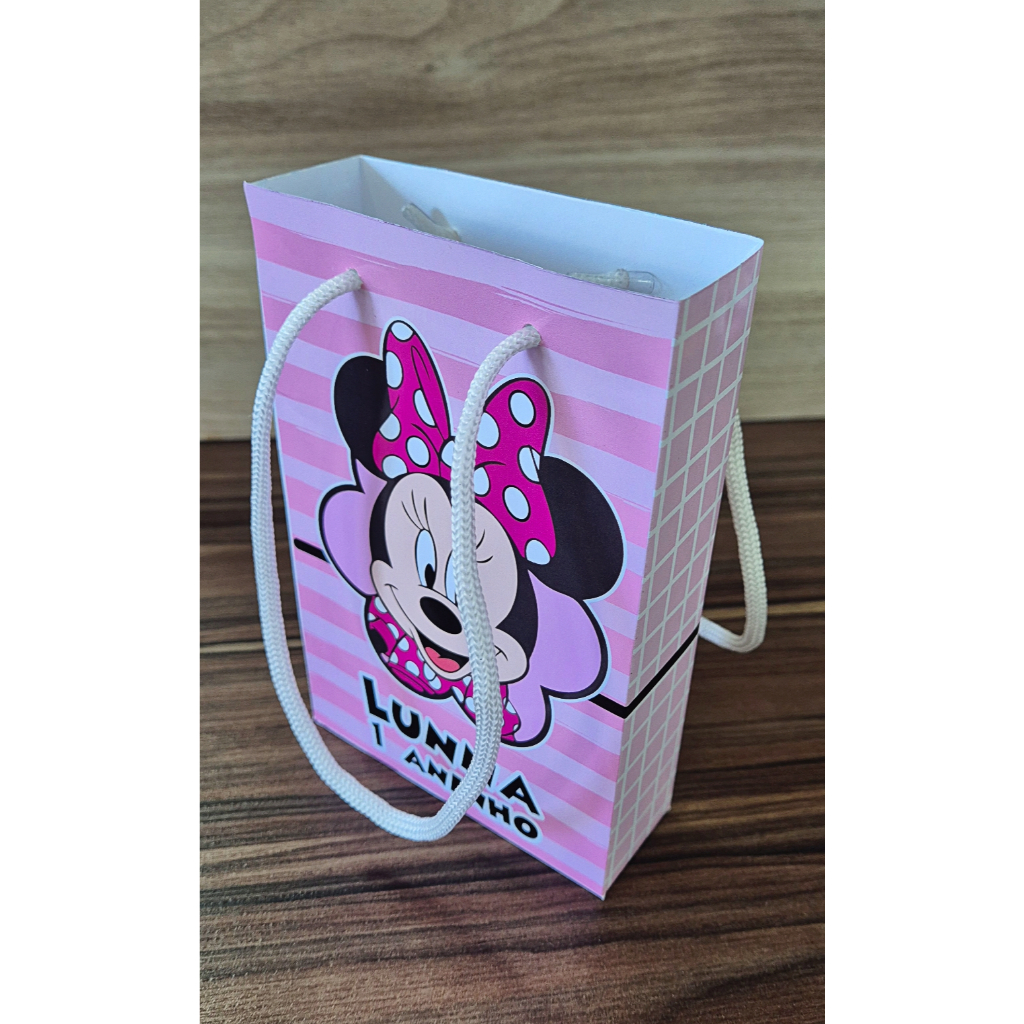 Sacolinha Minnie rosa personalizada - Pegue e monte - Fazemos vários temas consulte em Oferta na Shopee