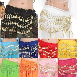 Lenço De Quadril Dança do Ventre Com Moedas De Quadril Várias Cores # em Oferta na Shopee