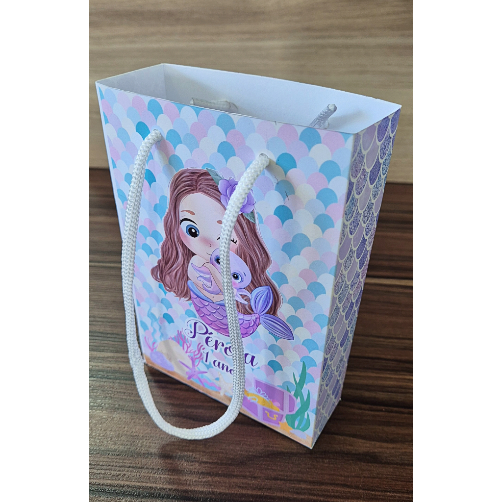 Sacolinha Sereia personalizada - Pegue e monte - Fazemos vários temas consulte