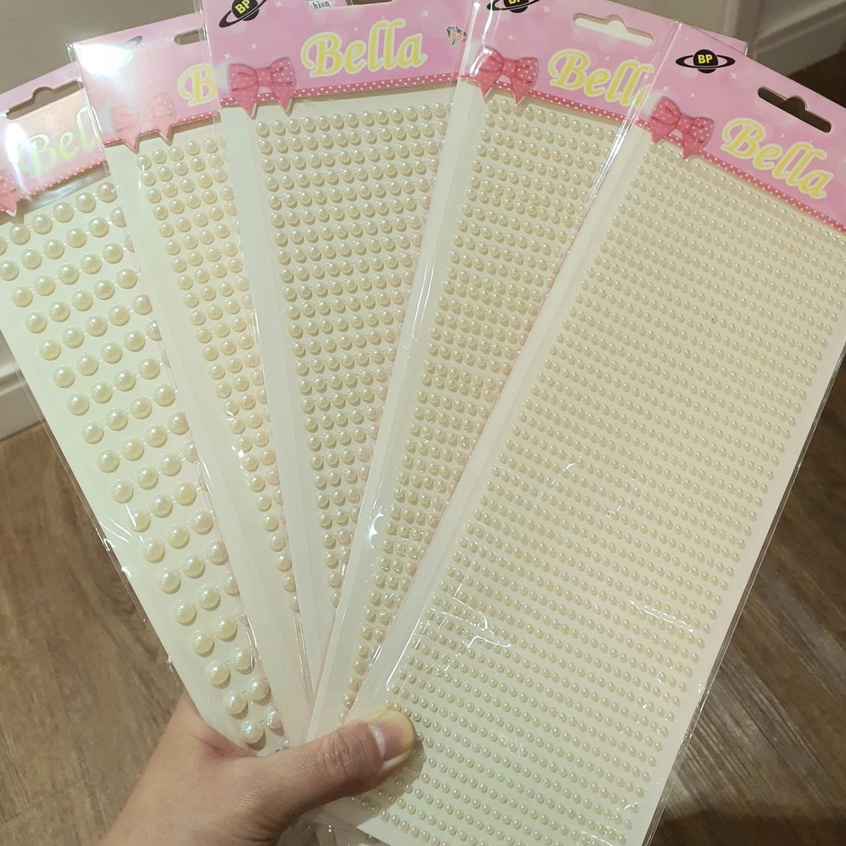 kit 6 Cartela de Meia Pérolas Auto Adesiva Artesanato Tamanhos 3mm/4mm/5mm/6mm/8mm em Oferta na Shopee