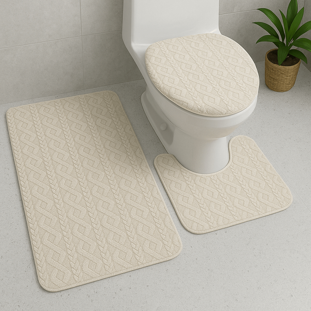 Kit Jogo De Tapetes Banheiro 3 Peças Antiderrapante e Macio
