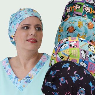 Touca Cirúrgica Enfermagem Odonto Doceira Cozinha Boleira Personagens Veterinária Elástico em Oferta na Shopee
