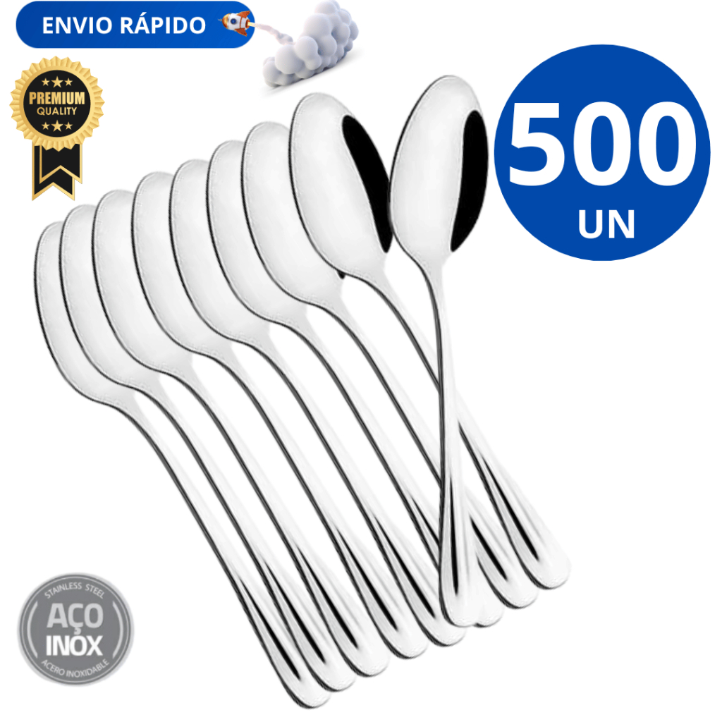 Kit 500 Peças - Colher de mesa Linha Premium Inox Variáveis Utilidades Multifuncional Casa Cozinha Restaurante