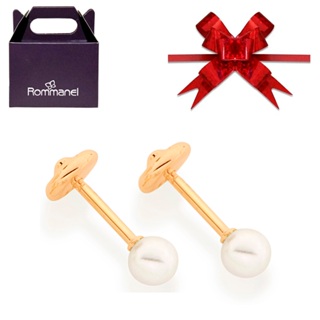 Brinco Rommanel Infantil Bolinha 4mm Pérola Sintética 520190 em Oferta na Shopee