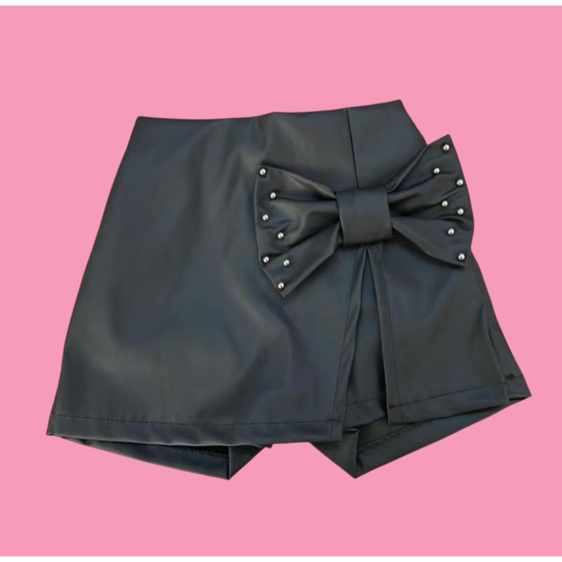 SHORT SAIA INFANTIL MENINA COURO FAKE MODA INFANTIL ROUPAS DE MENINA