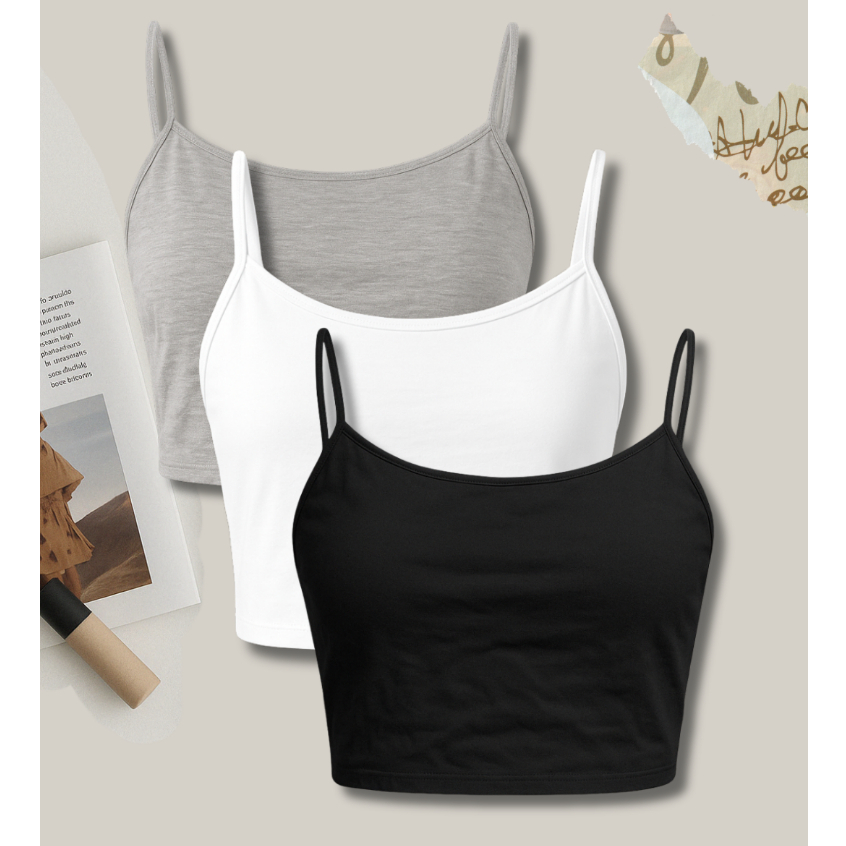 Kit 3 regata cropped blusa blusinha cropped regata feminina Alcinha Básico Verão Suplex