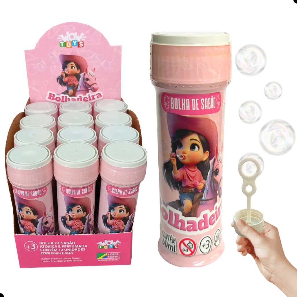 Kit 12 Bolha De Sabão Bolhadeira Lembrancinhas de aniversário infantil bolinha sabão prenda festa junina boiadeirinha