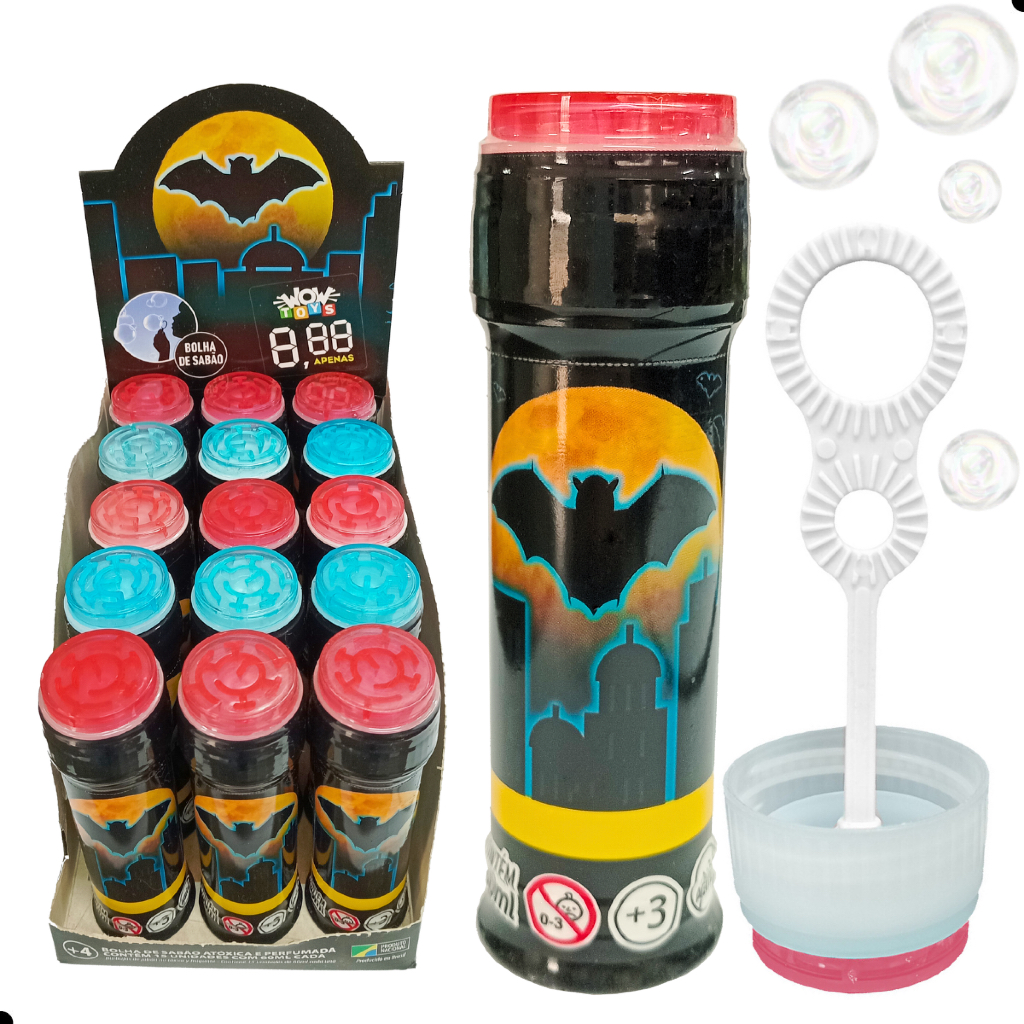 kit 15 Bolha Sabão Bolinha morcego Festa Lembrancinhas de aniversário Infantil Prenda junina sacolinha surpresa batman