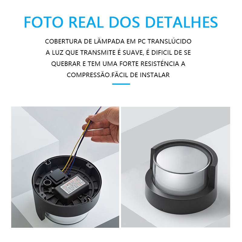 lâmpada Arandela LED de parede luxo luz quente, bivolt IP65 12W com duas opções para uso interno e externo