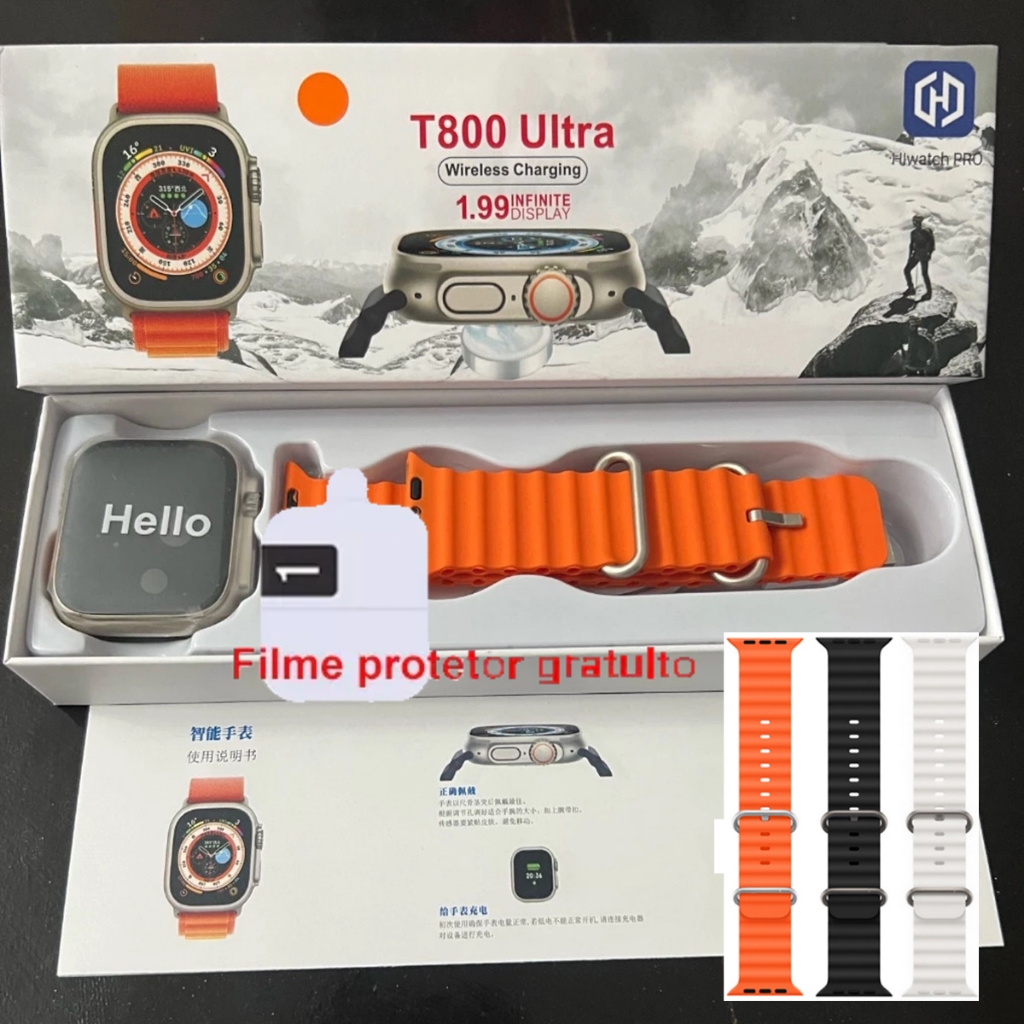 Smartwatch T800 T10 U9 T900 Ultra 2 Relógio Inteligente Smart Watch Fitness Banda