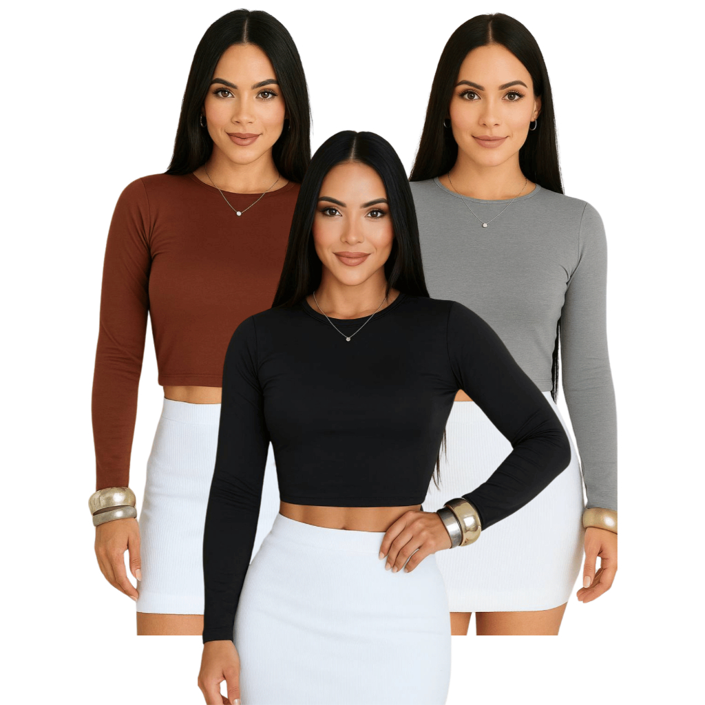 Cropped Costa Nua Manga Feminino com Manga Longa Top Com Manga em Oferta na Shopee