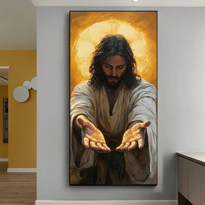 Quadro Decorativo Mãos de Jesus Cristo Para Quarto Sala de Estar e Hall em Full Hd