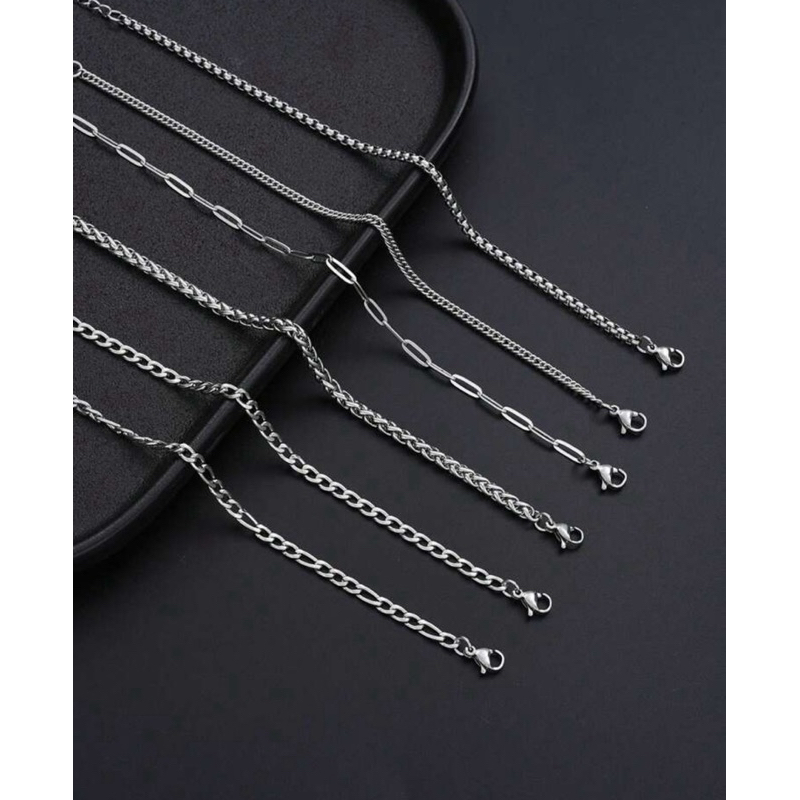 kit c/ 6 pulseira de Corrente de Aço Inoxidável Casual para Homens, Adequado para Férias, Encontros e Presentes sortidos