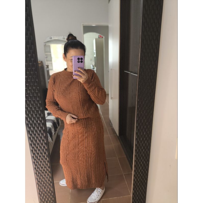 Conjunto modal saia blusa feminina inverno