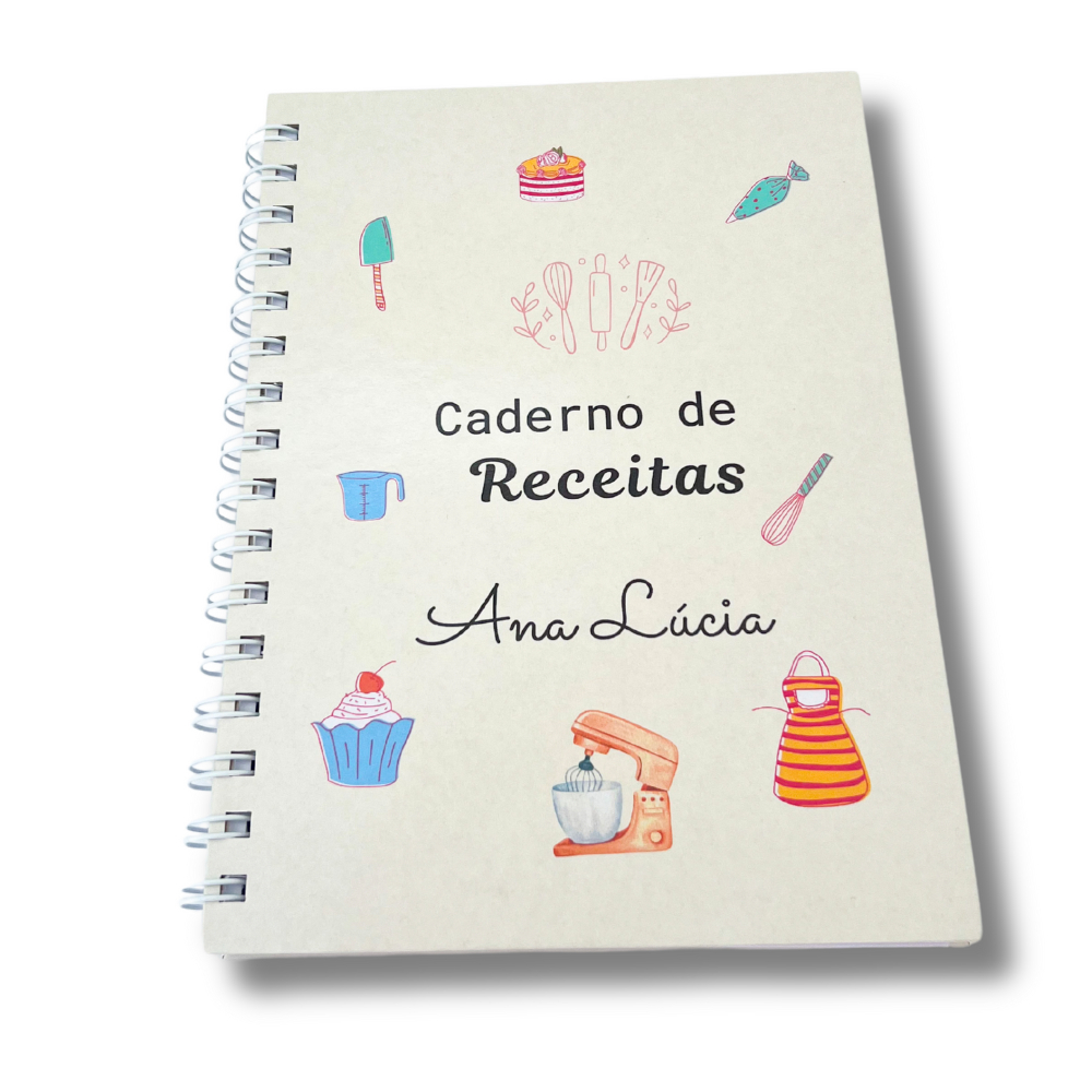 Caderno de Receitas Doces Bolos Salgados Sobremesas Confeitaria Nome na Capa Presentes Mães Amigas
