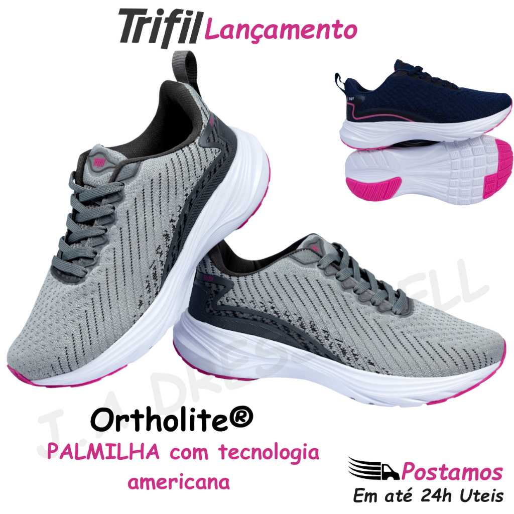 Tênis Feminino Esportivo Corrida Leve Confortável Academia Casual Sola Trifil TPU/EVA